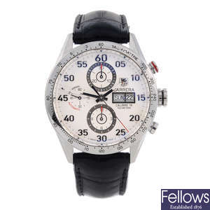 TAG HEUER - a gentleman's stainless steel Carrera Calibre 16 chronograph wrist watch.