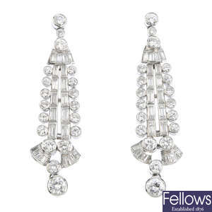 A pair of 18ct gold diamond chandelier earrings.