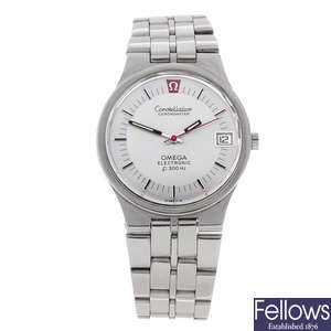 OMEGA - a gentleman's stainless steel Constellation F300Hz bracelet watch.