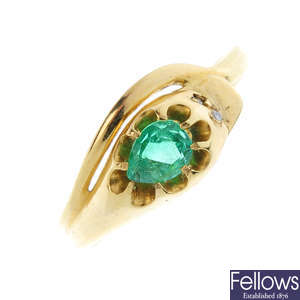 An emerald snake ring.