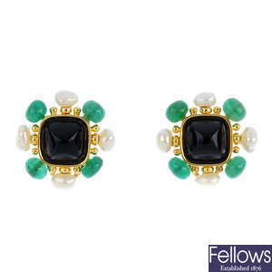 A pair of gem-set earrings.