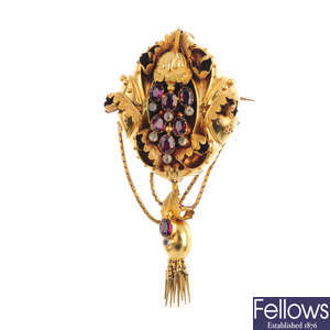 A composite late Victorian gem-set brooch.