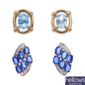 A selection of gem-set earrings.