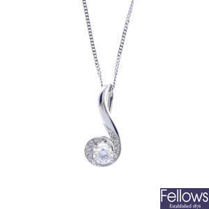 An 18ct gold diamond pendant and chain.