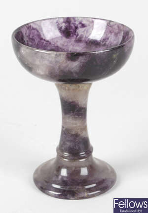 A Blue John pedestal cup.