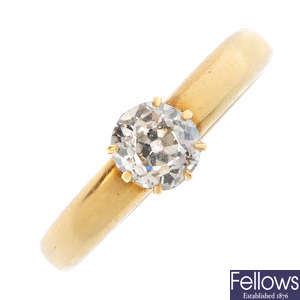 A 18ct gold diamond single-stone ring.