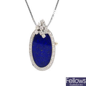 A set of lapis lazuli and diamond jewellery.