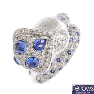 JAHAN - a sapphire and diamond floral dress ring.