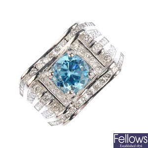 A zircon and diamond dress ring.