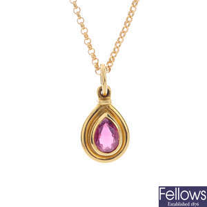 THEO FENNELL - a topaz single-stone pendant, with unassociated chain.