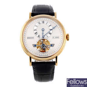 BREGUET - a gentleman's yellow metal Grande Complication Tourbillon wrist watch.