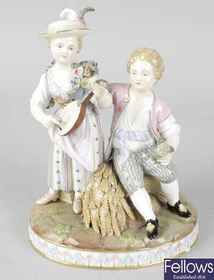 A late 19th century Meissen porcelain figure group