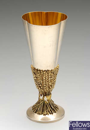 A silver & silver-gilt commemorative goblet for Chichester Cathedral.