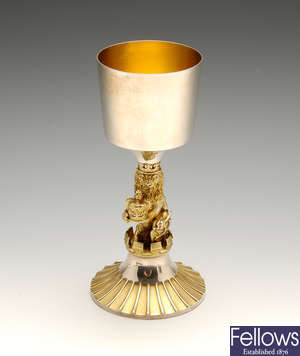 A silver & silver-gilt Silver Jubilee commemorative goblet.