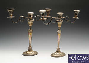 A pair of early 20th century silver mounted candelabra.