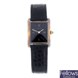CARTIER - a gold plated silver Must De Cartier Vermeil wrist watch.