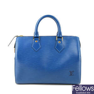 LOUIS VUITTON - a blue Epi Speedy 25 handbag.