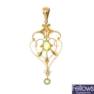 An early 20th century gem-set pendant.