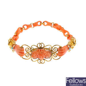 A mid Victorian coral bracelet.