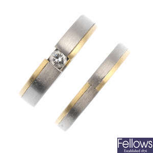 A set of two 18ct gold rings.