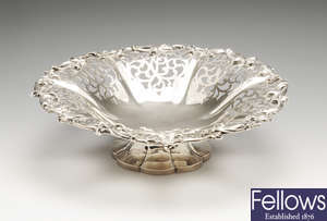 An early Victorian silver pierced footed dish.