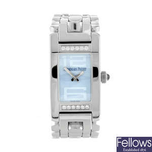 AUDEMARS PIGUET - a lady's diamond set stainless steel Promesse bracelet watch.