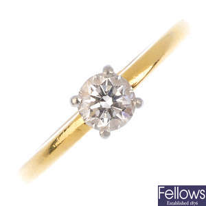 BOODLES - an 18ct gold diamond single-stone ring.