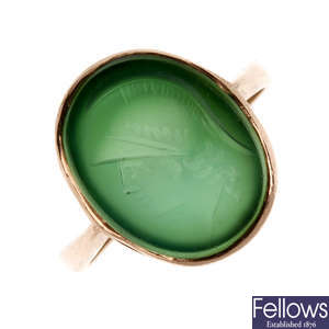 A carved intaglio ring.