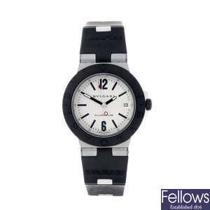 BULGARI - a gentleman's aluminium Diagono Aluminium wrist watch.
