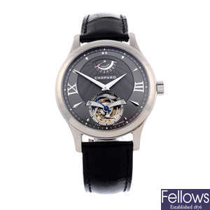 CHOPARD - a limited edition gentleman's 18ct white gold L.U.C Tourbillon Steel-Wing 8 Day Power wrist watch.