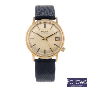 BULOVA - a gentleman's yellow metal Accutron wrist watch.