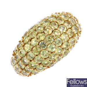 A 14ct gold peridot cluster ring.