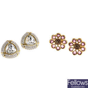 SWAROVSKI - three pairs of earrings.