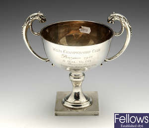A 1930's silver twin-handled trophy.
