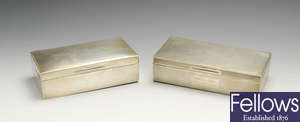 Two silver mounted table cigarette boxes. 