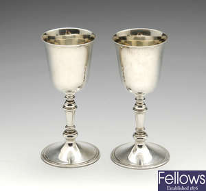 A pair of modern Irish silver goblets. 