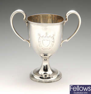 A George III Irish silver twin-handled trophy cup.