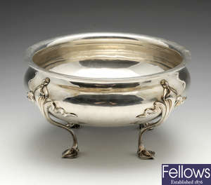 An Edwardian Art Nouveau silver bowl.