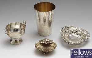 A selection of items to include a late Victorian silver cup, etc.