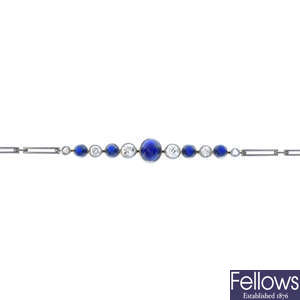 An early 20th century platinum and gold sapphire and diamond bracelet.