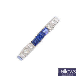 A sapphire and diamond full eternity ring.