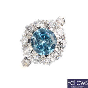 A zircon and diamond cluster ring.