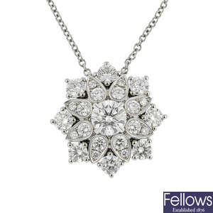 HARRY WINSTON - a platinum diamond 'Lotus Cluster' pendant.
