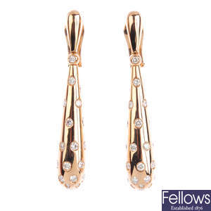 DE GRISOGONO - a pair of diamond 'Gocce' earrings.