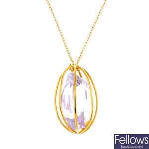 TOUS - an amethyst pendant, with chain.