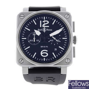 BELL & ROSS - a gentleman's stainless steel Aviation chronograph wrist watch.