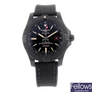 BREITLING - a gentleman's PVD-treated titanium Avenger Blackbird 44 wrist watch.