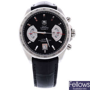 TAG HEUER - a gentleman's stainless steel Grand Carrera wrist watch.