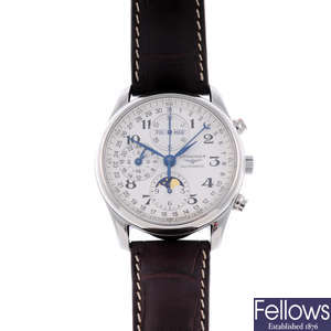 LONGINES - a gentleman's stainless steel Master Collection chronograph wrist watch.