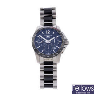 LONGINES - a gentleman's bi-material Conquest chronograph bracelet watch.